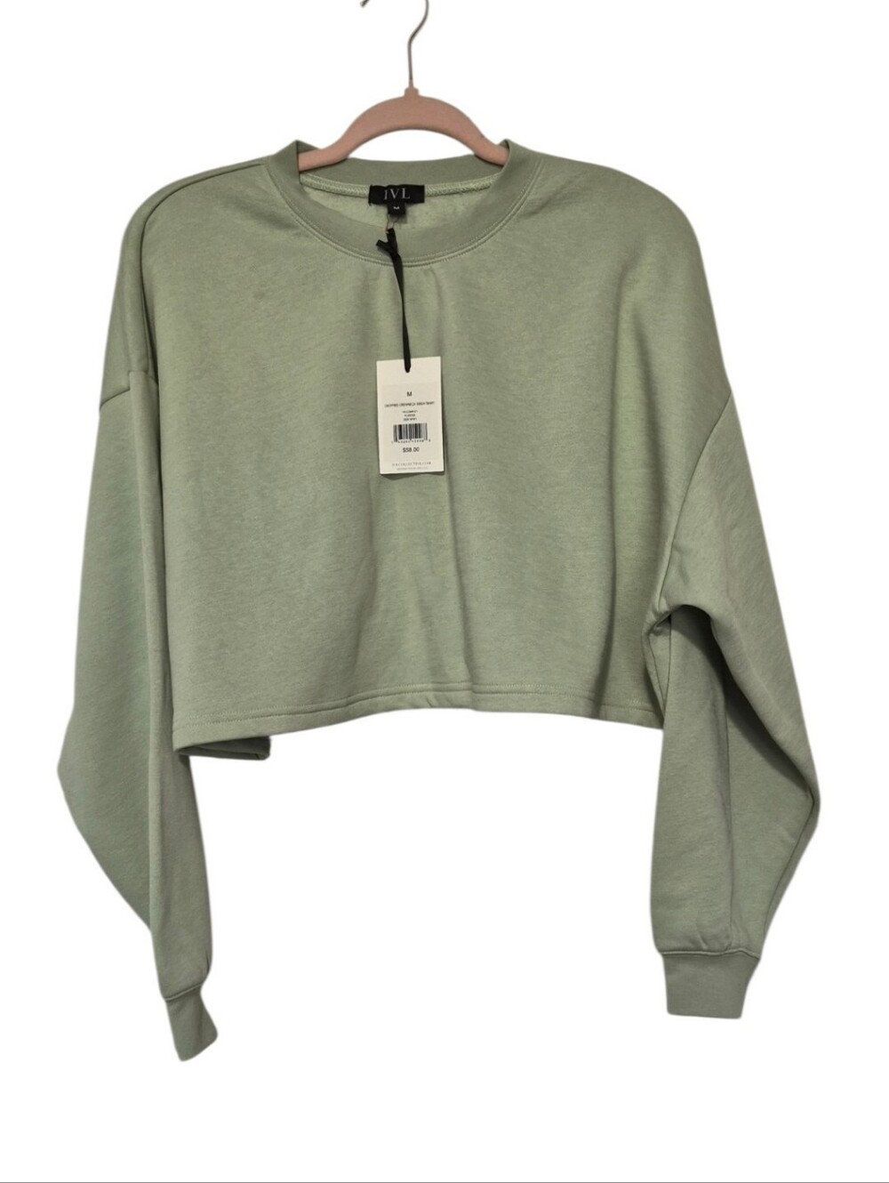 IVL Collective Cropped Crewneck Sweatshirt Women’s M Ock Mint Green Fleece NWT